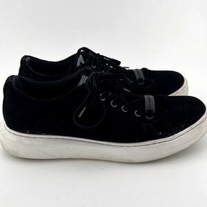 Vintage Karl Lagerfeld Black Textile Leather Men Shoes Comfort Sneakers US 8